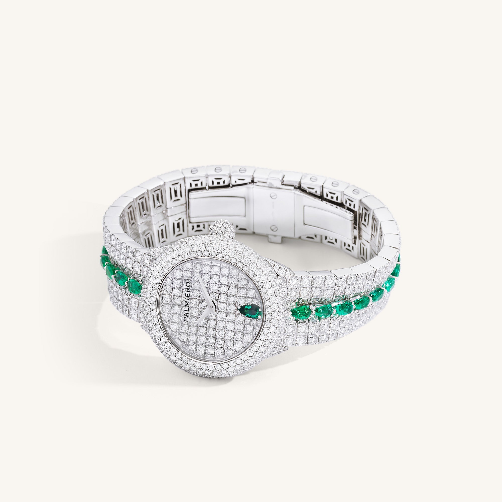 Divino watch with emeralds and white diamonds