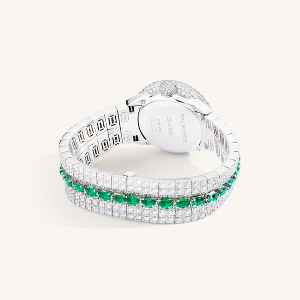Divino watch with emeralds and white diamonds