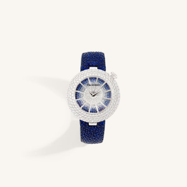 Alter 39mm case watch with blue sapphires and white diamonds