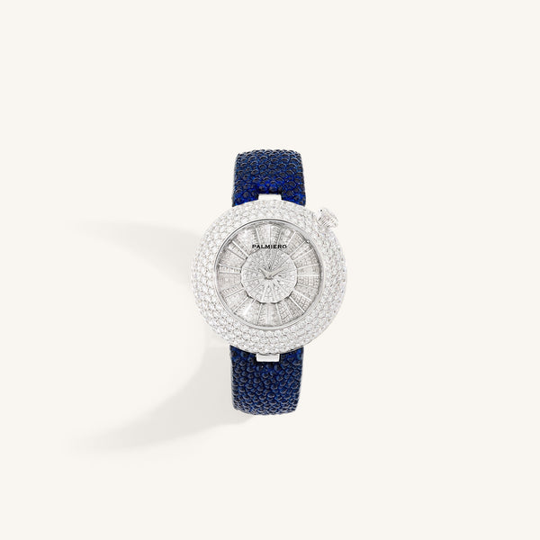 Alter 39mm case watch with blue sapphires and white diamonds