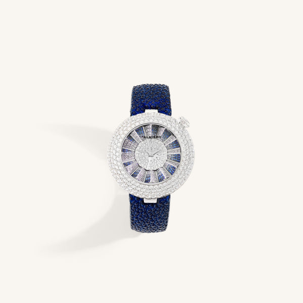 Alter 39mm case watch with blue sapphires and white diamonds
