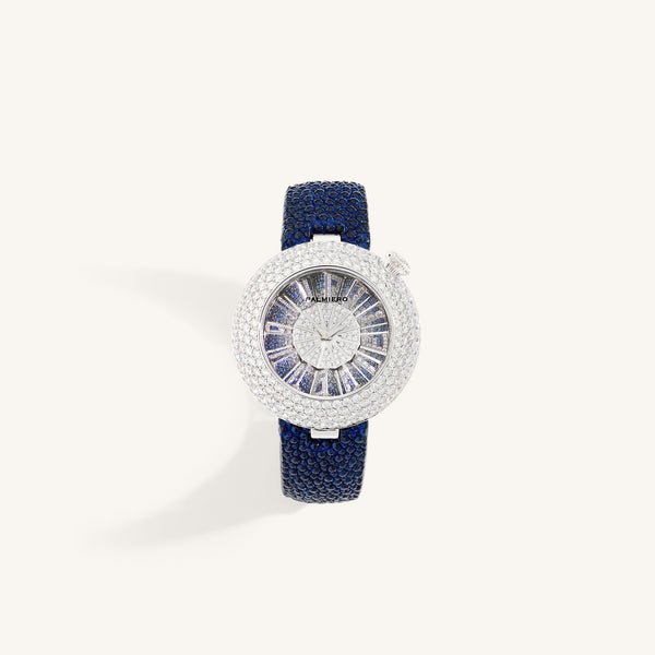 Alter 39mm case watch with blue sapphires and white diamonds