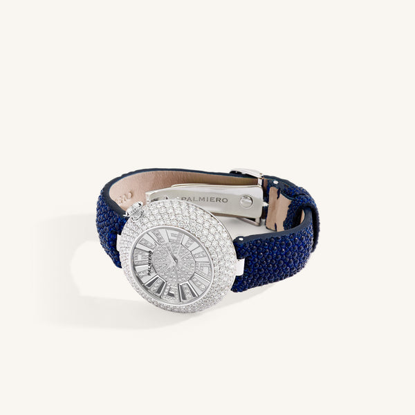 Alter 39mm case watch with blue sapphires and white diamonds