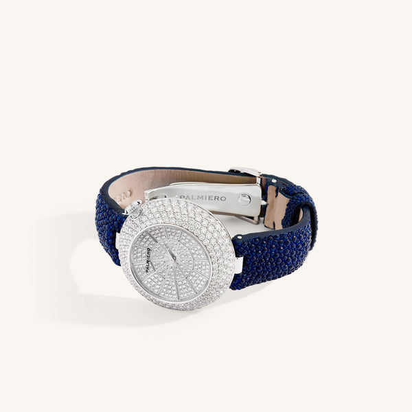 Alter 39mm case watch with blue sapphires and white diamonds