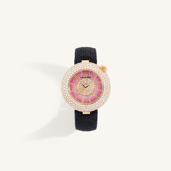 Alter 39mm case watch with pink sapphires and white diamonds