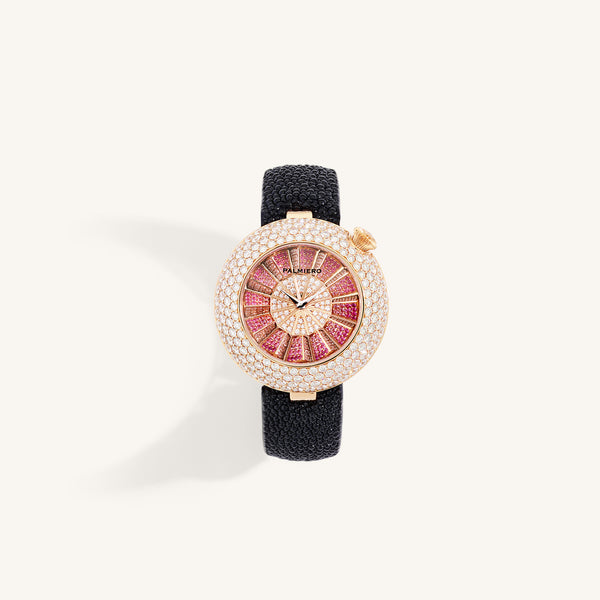 Alter 39mm case watch with pink sapphires and white diamonds