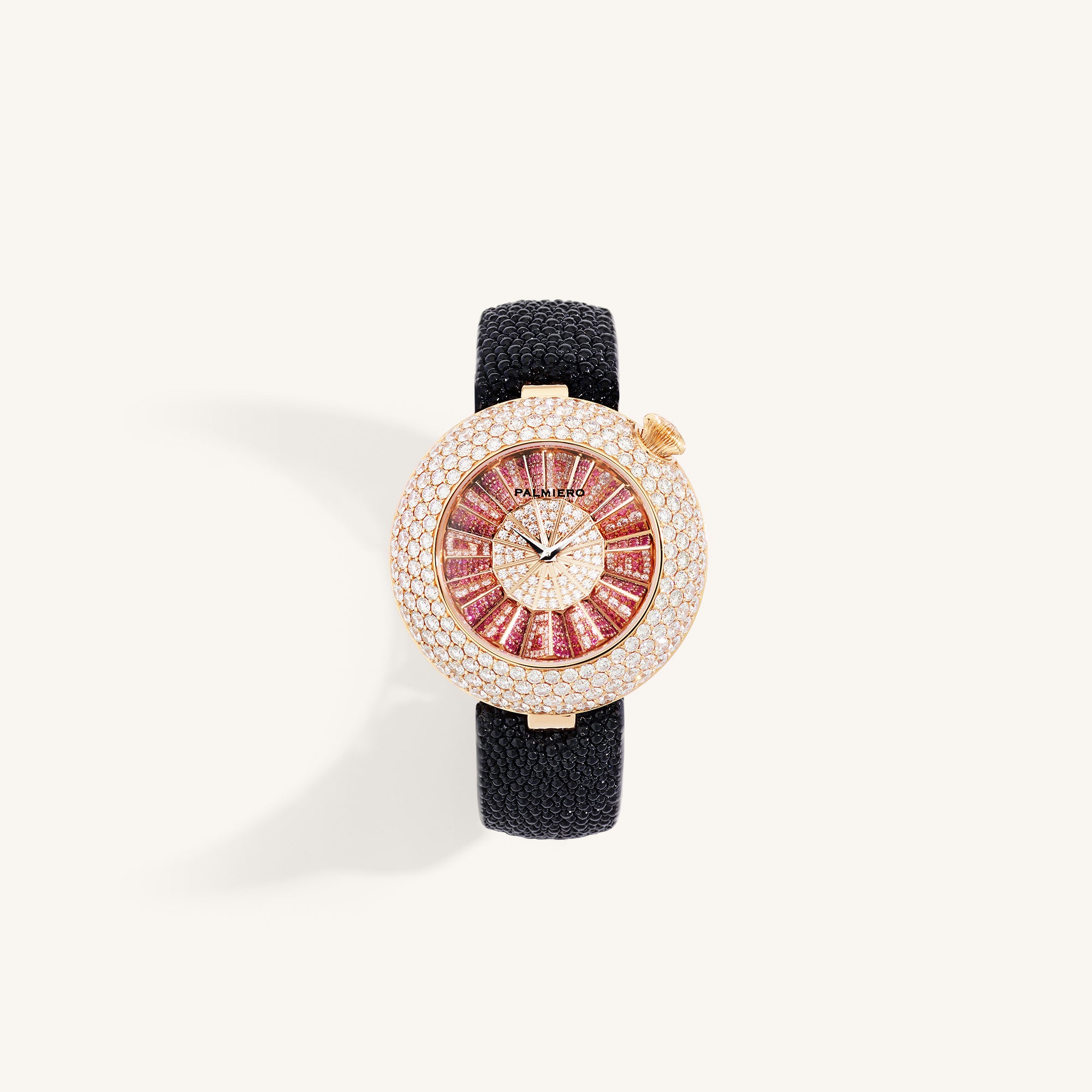 Alter 39mm case watch with pink sapphires and white diamonds
