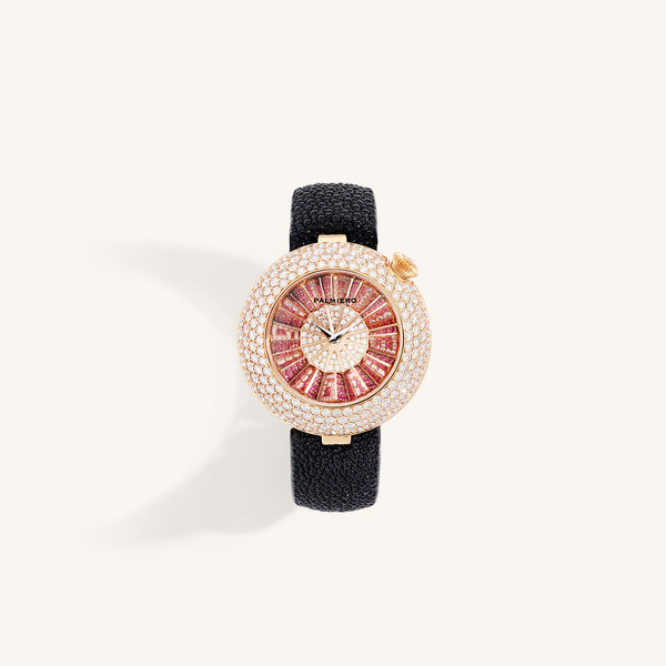 Alter 39mm case watch with pink sapphires and white diamonds
