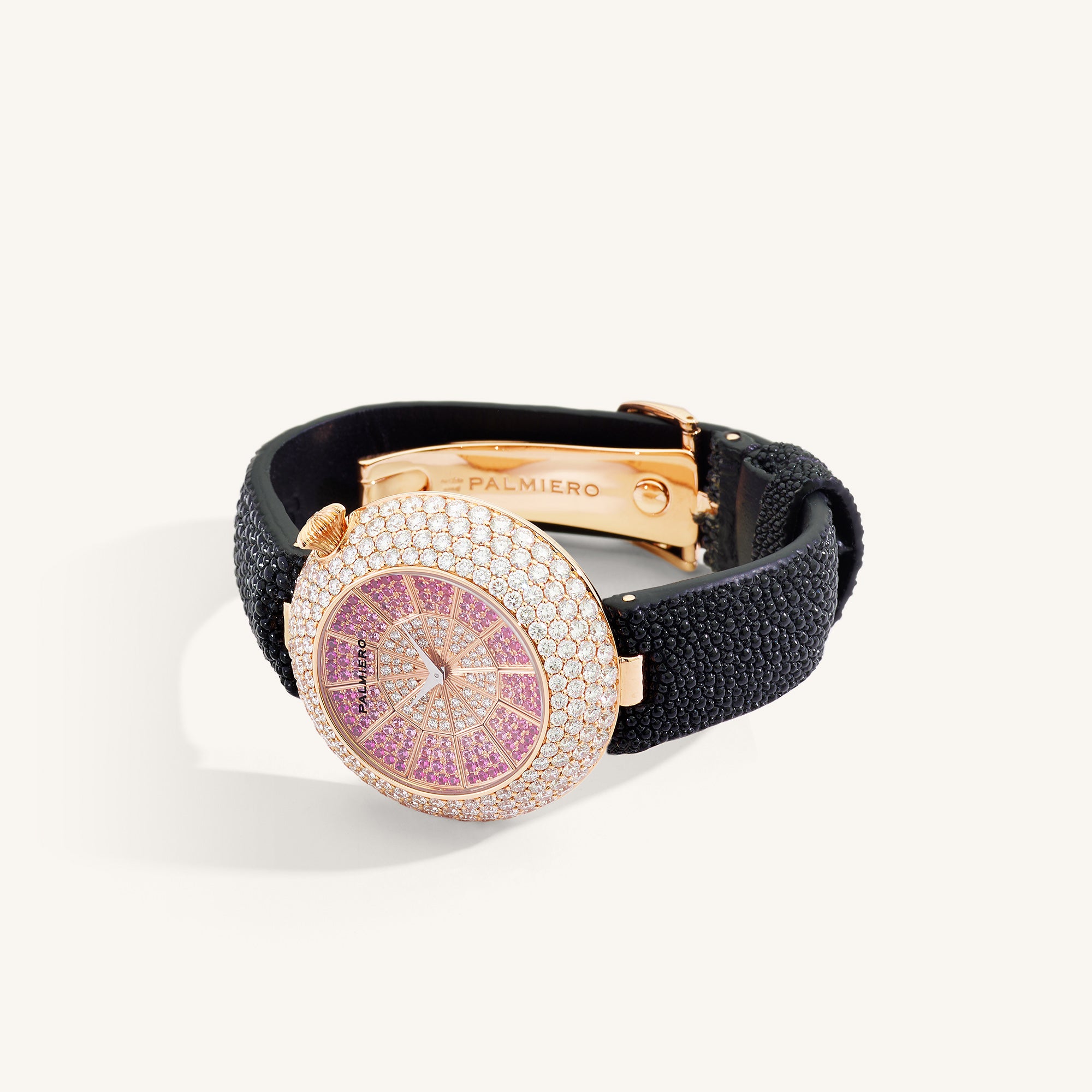 Alter 39mm case watch with pink sapphires and white diamonds