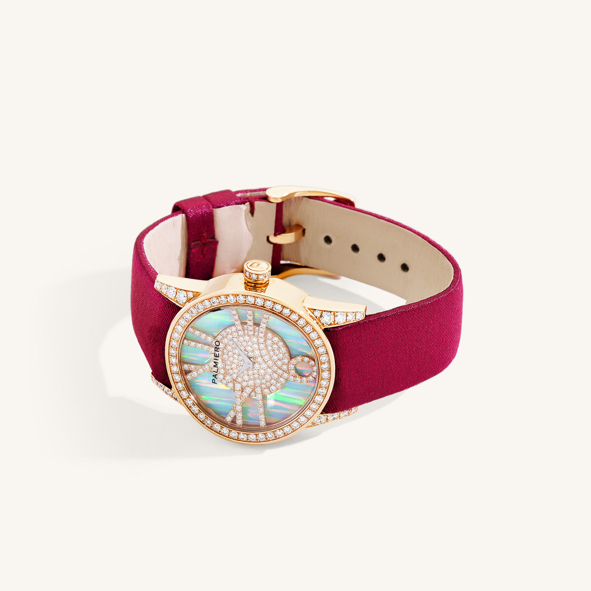 Utopia round watch with gilson opal and white diamonds