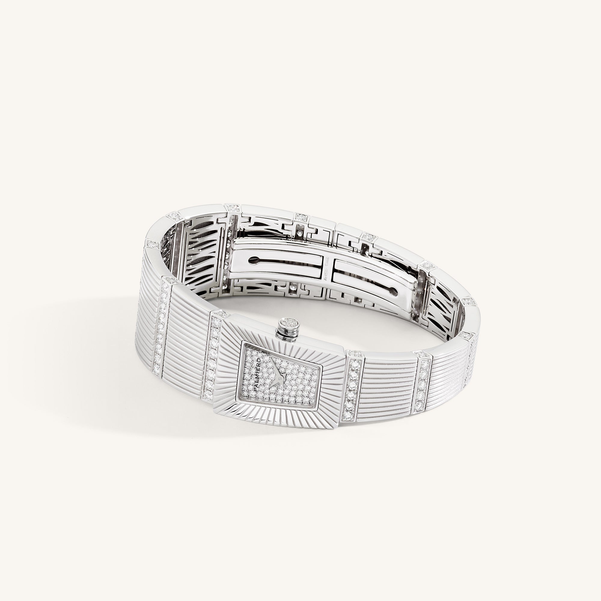Cleopatra watch with full pavé diamonds dial on white gold