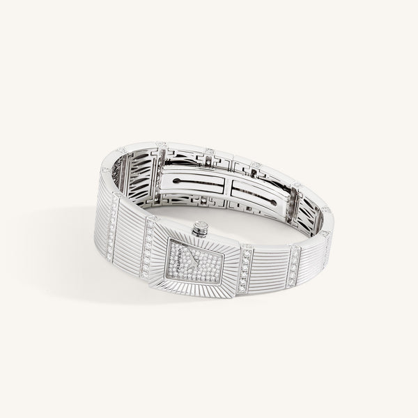 Cleopatra watch with full pavé diamonds dial on white gold