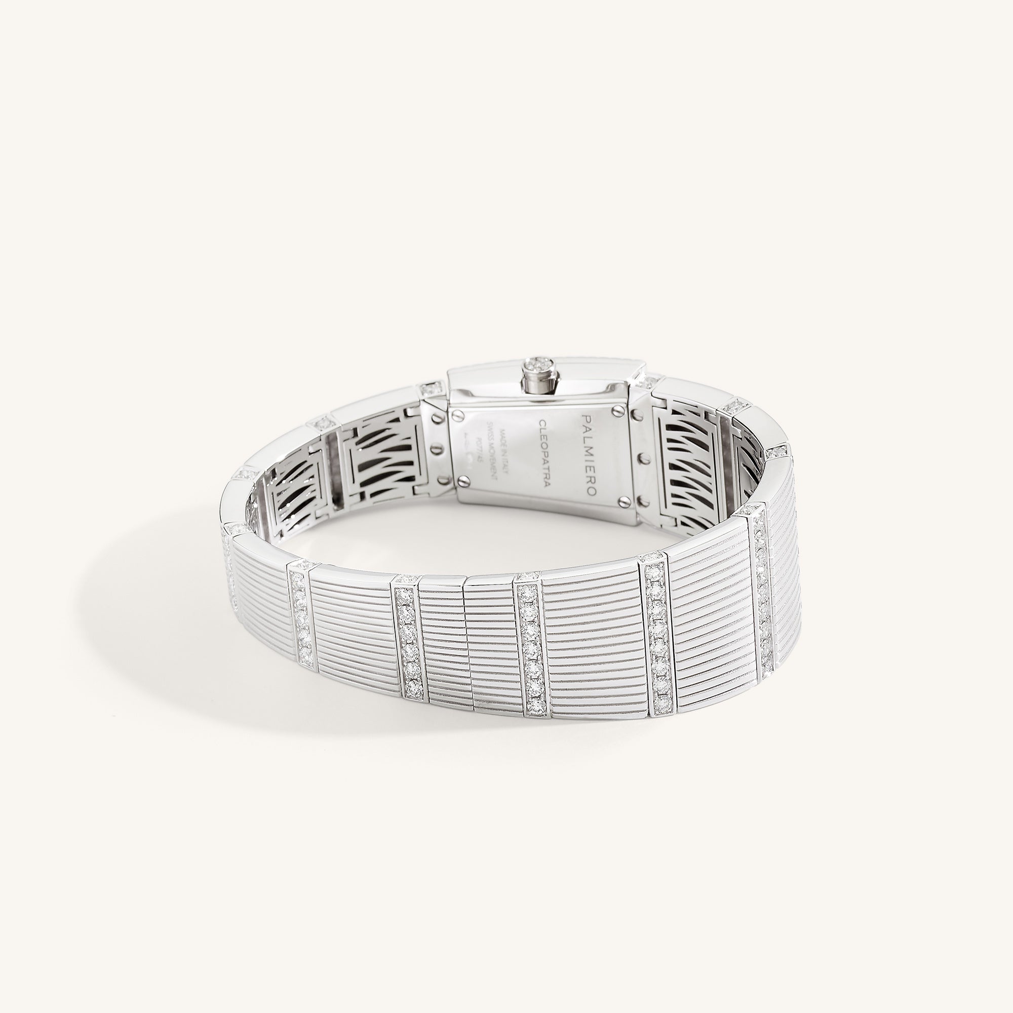 Cleopatra watch with full pavé diamonds dial on white gold