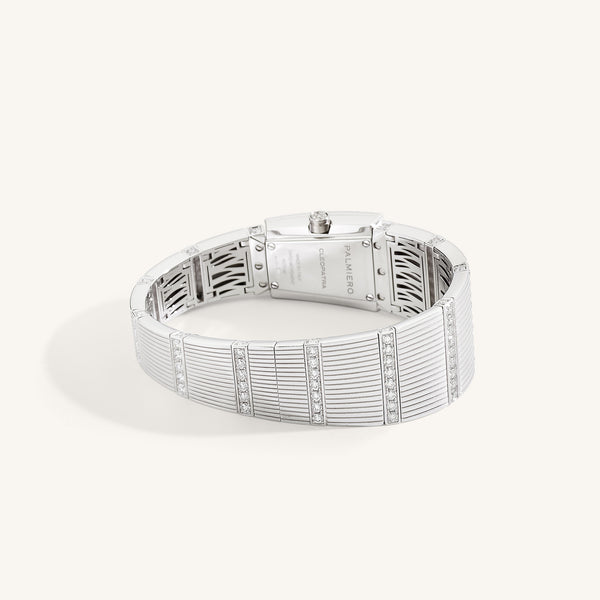 Cleopatra watch with full pavé diamonds dial on white gold
