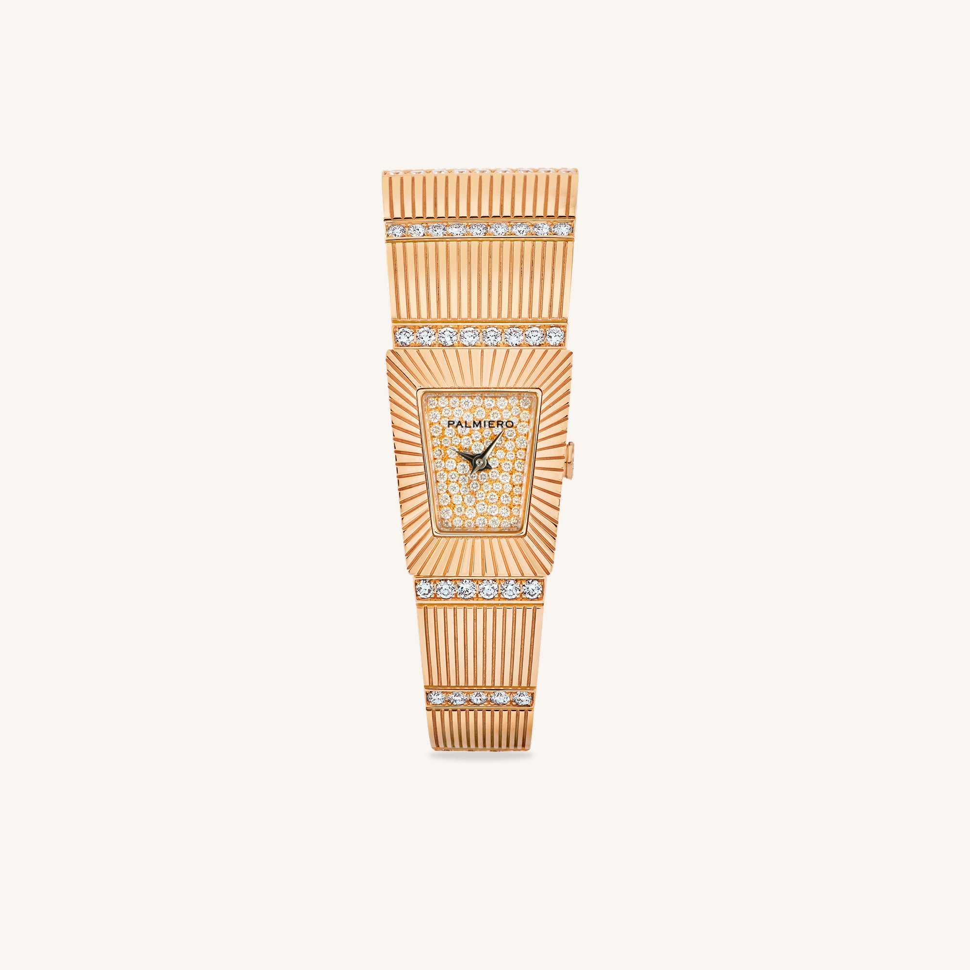 Cleopatra watch with white full pavé diamonds dial on rose gold