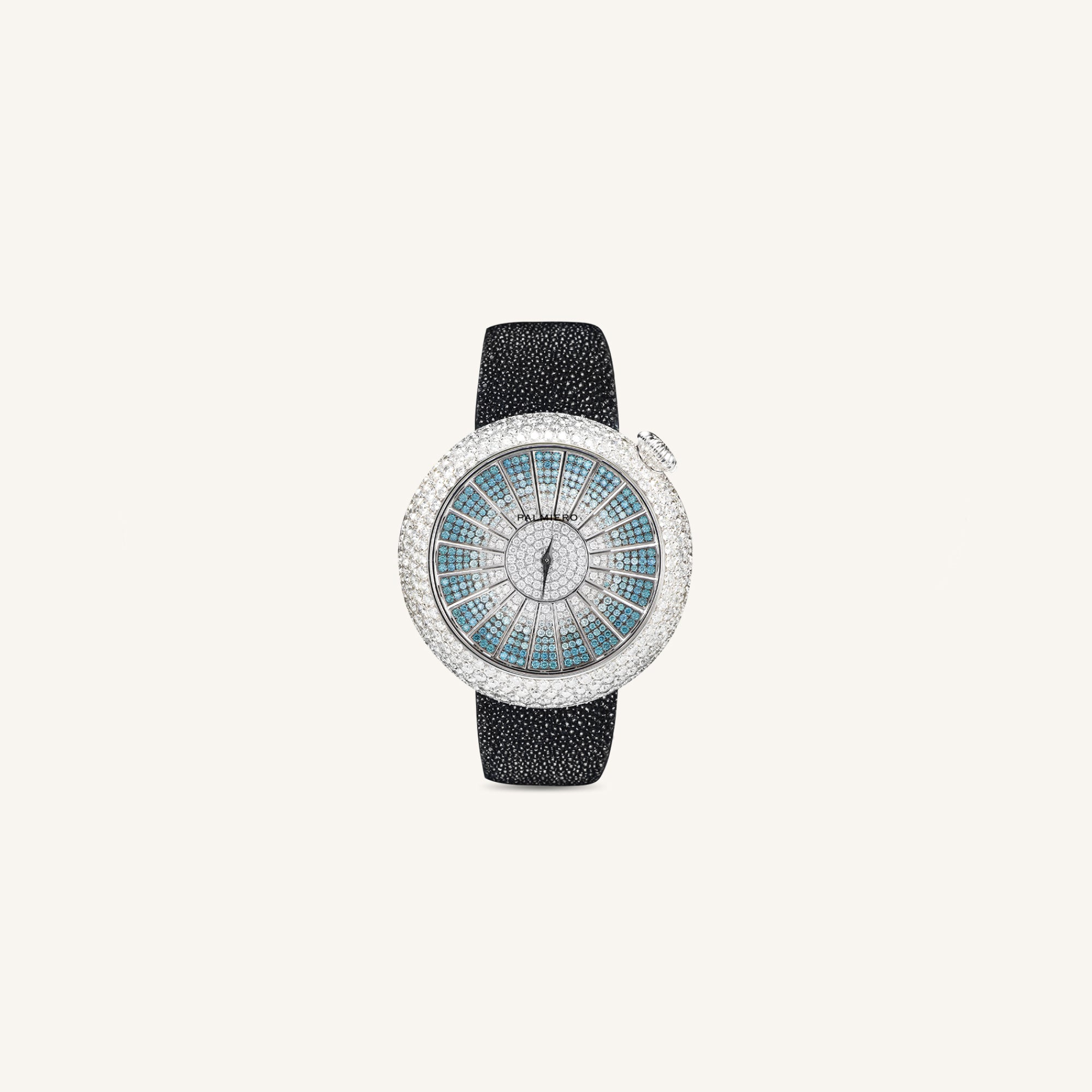 Alter 44mm case watch with white and light blue diamonds