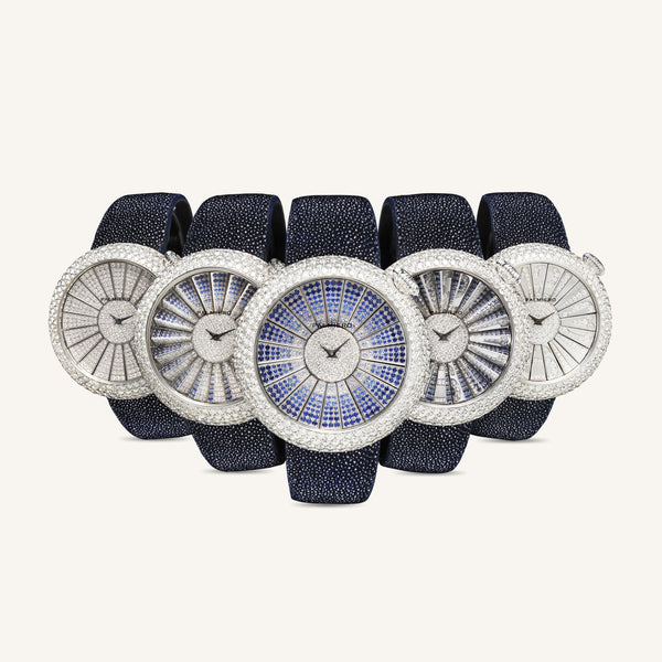 Alter 44mm case watch with blue sapphires and white diamonds