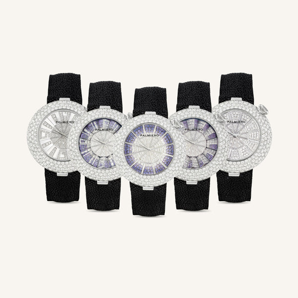 Alter 39mm case watch with purple sapphires and white diamonds