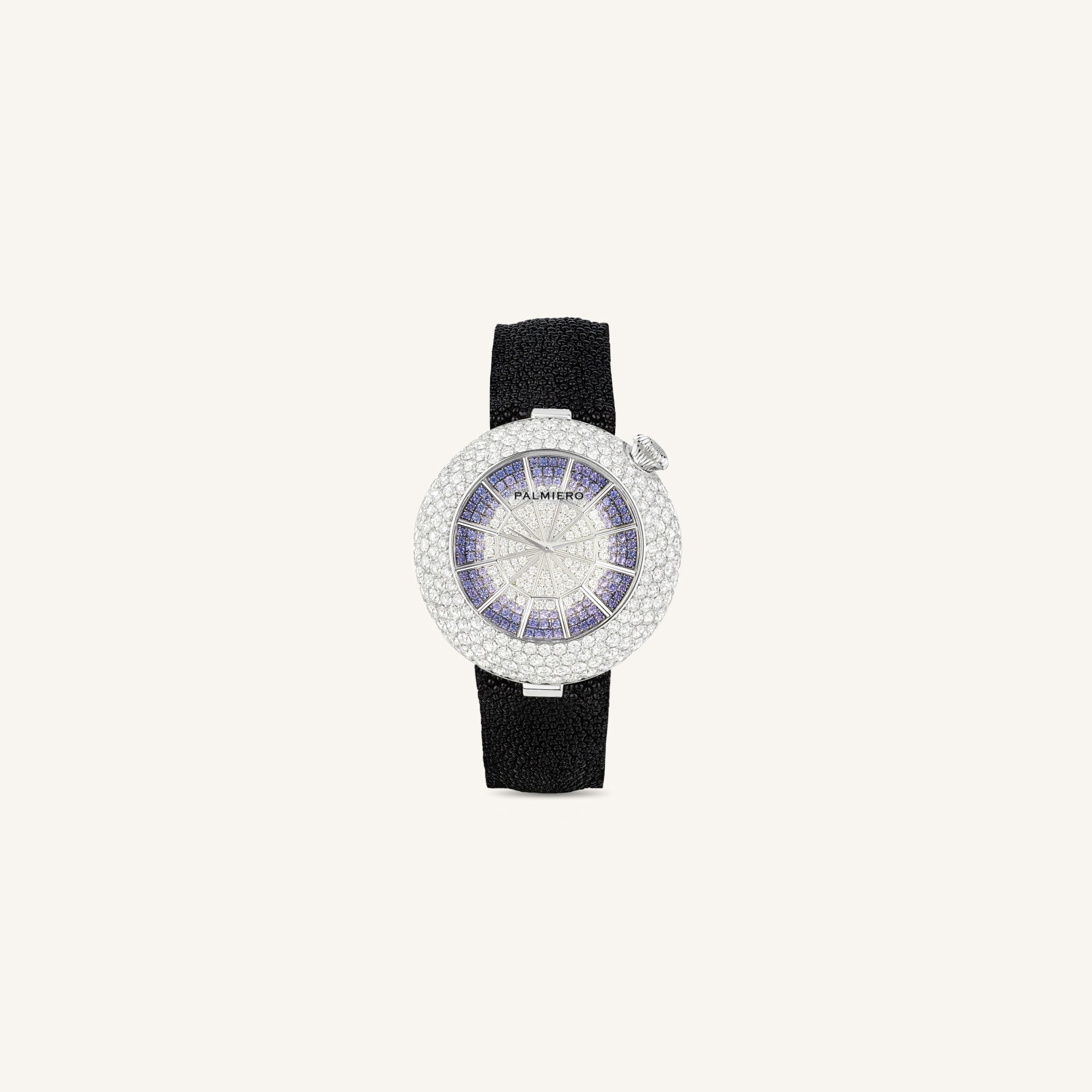 Alter 39mm case watch with purple sapphires and white diamonds