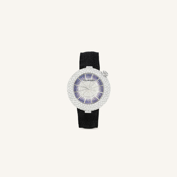 Alter 39mm case watch with purple sapphires and white diamonds