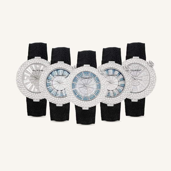 Alter 39mm case watch with white and light blue diamonds