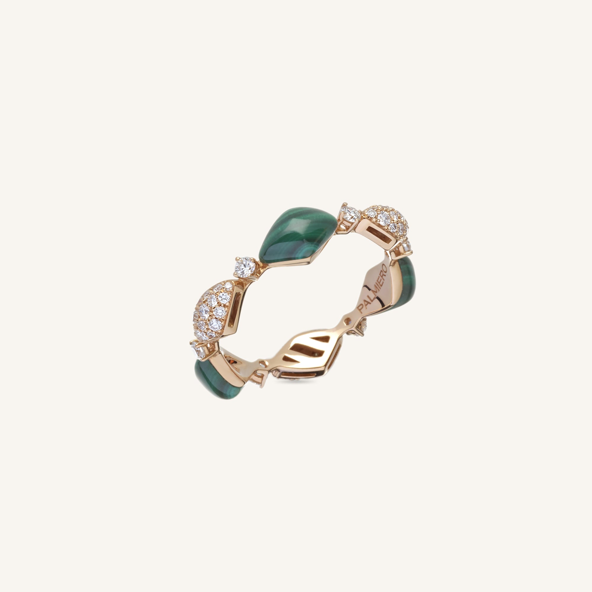 Decò ring with malachite and white diamonds