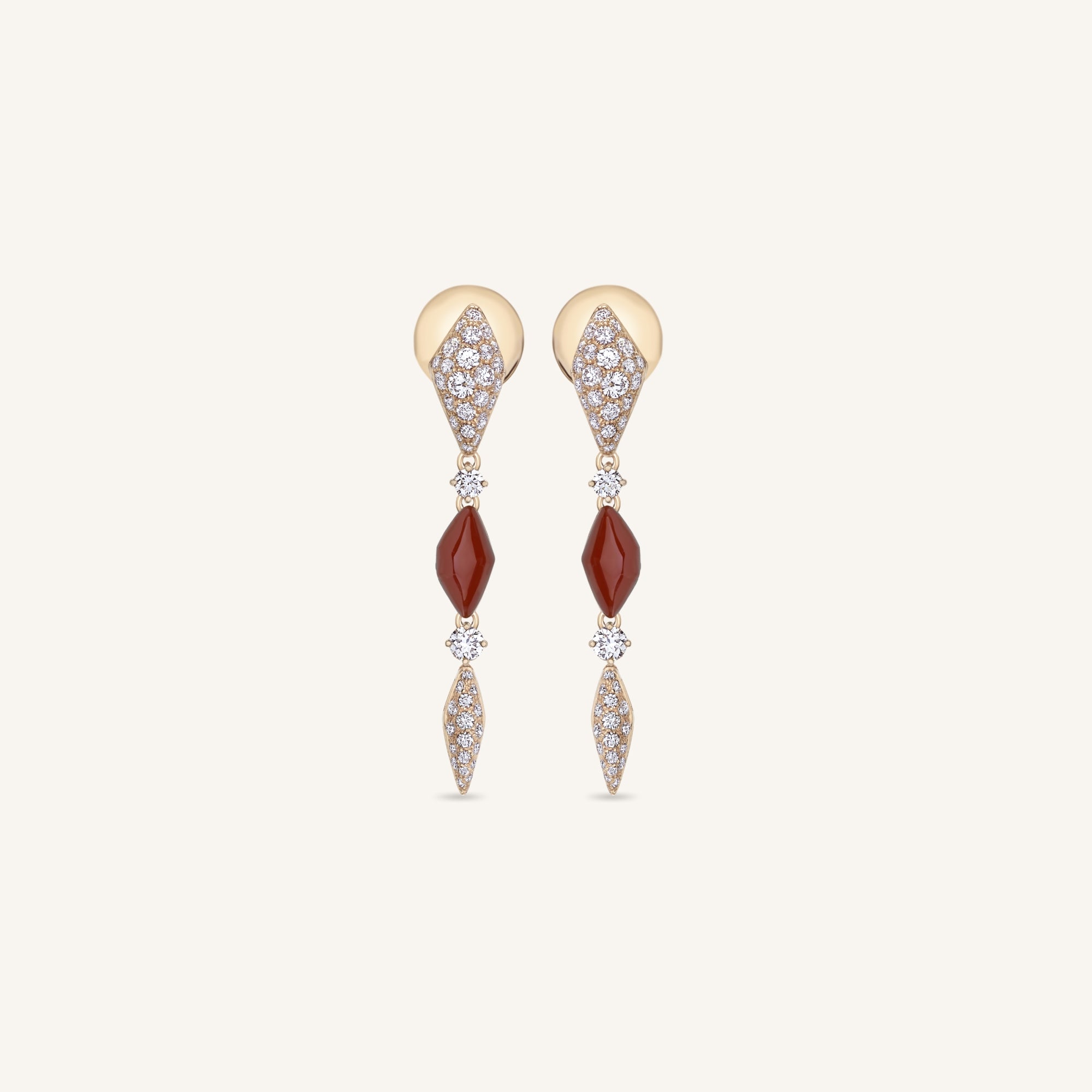 Decò earrings with carnelian and white diamonds