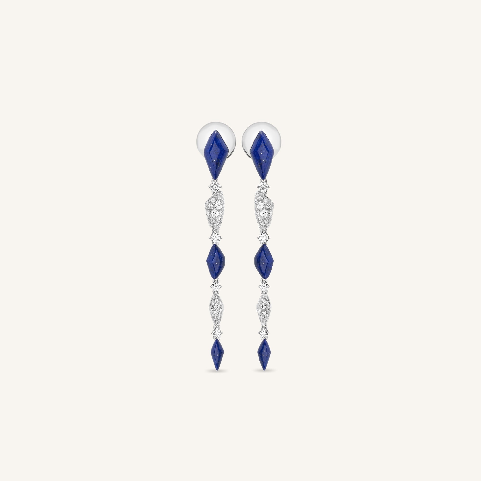 Decò long earrings with lapis and white diamonds