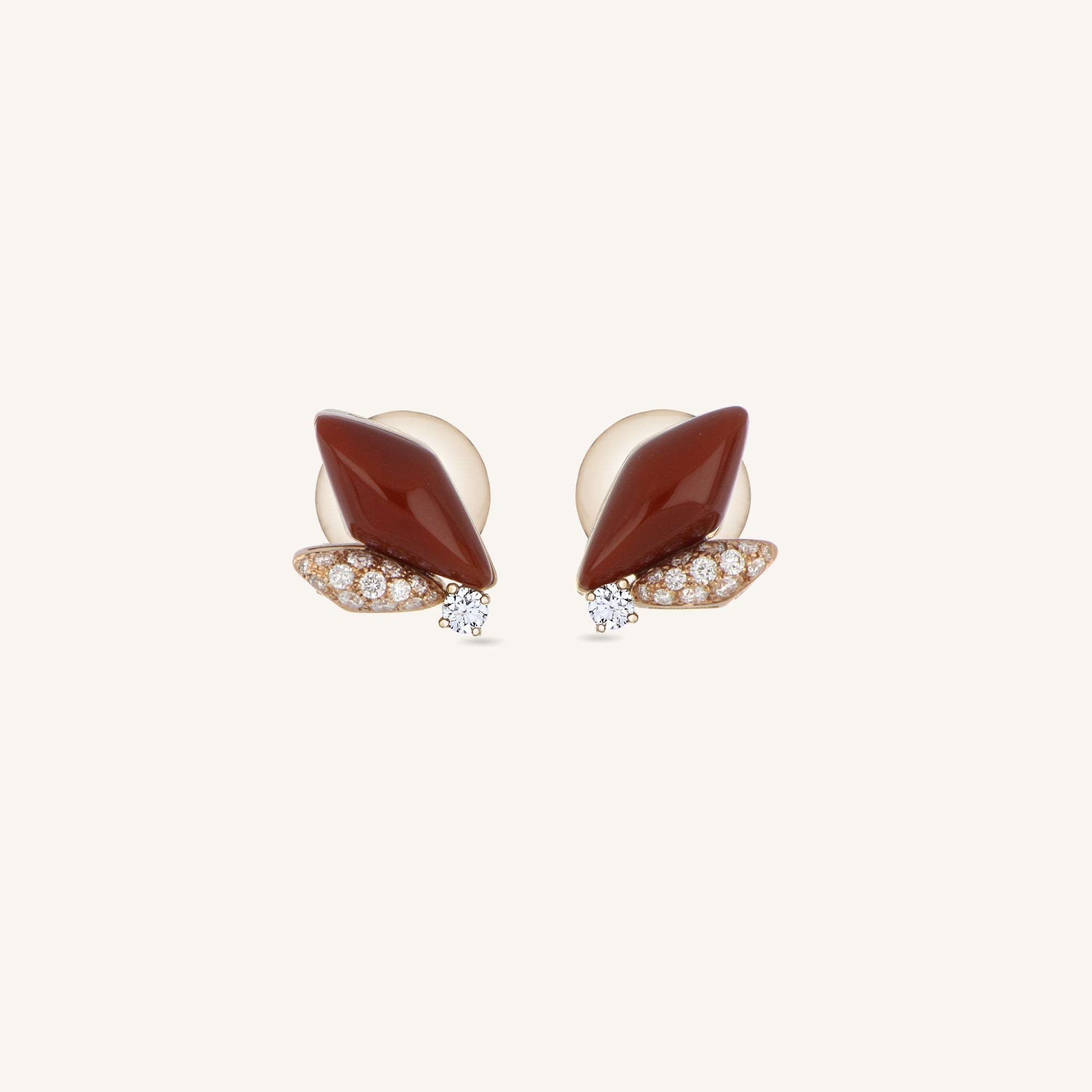 Decò earrings with carnelian and white diamonds