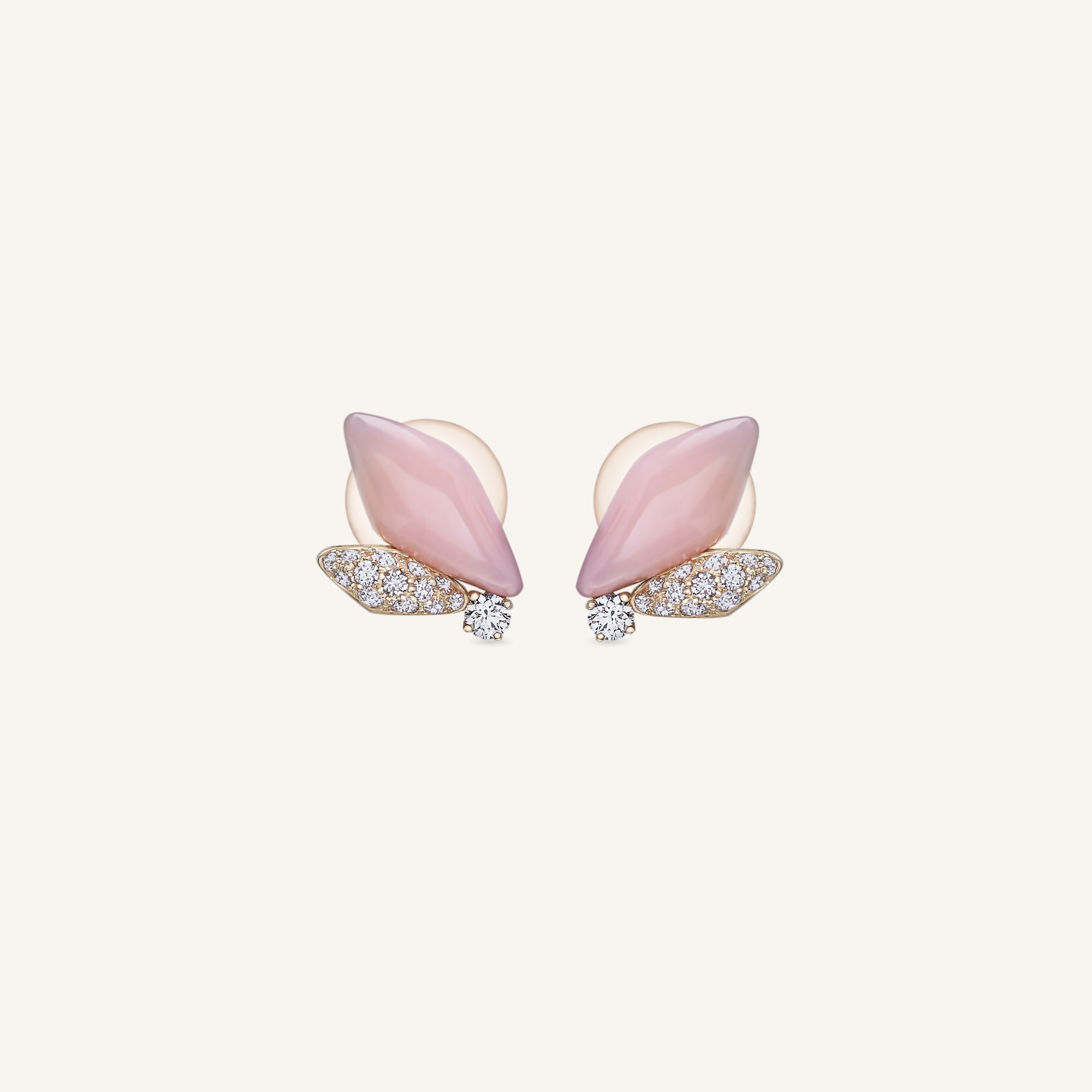 Decò earrings with pink opals and white diamonds