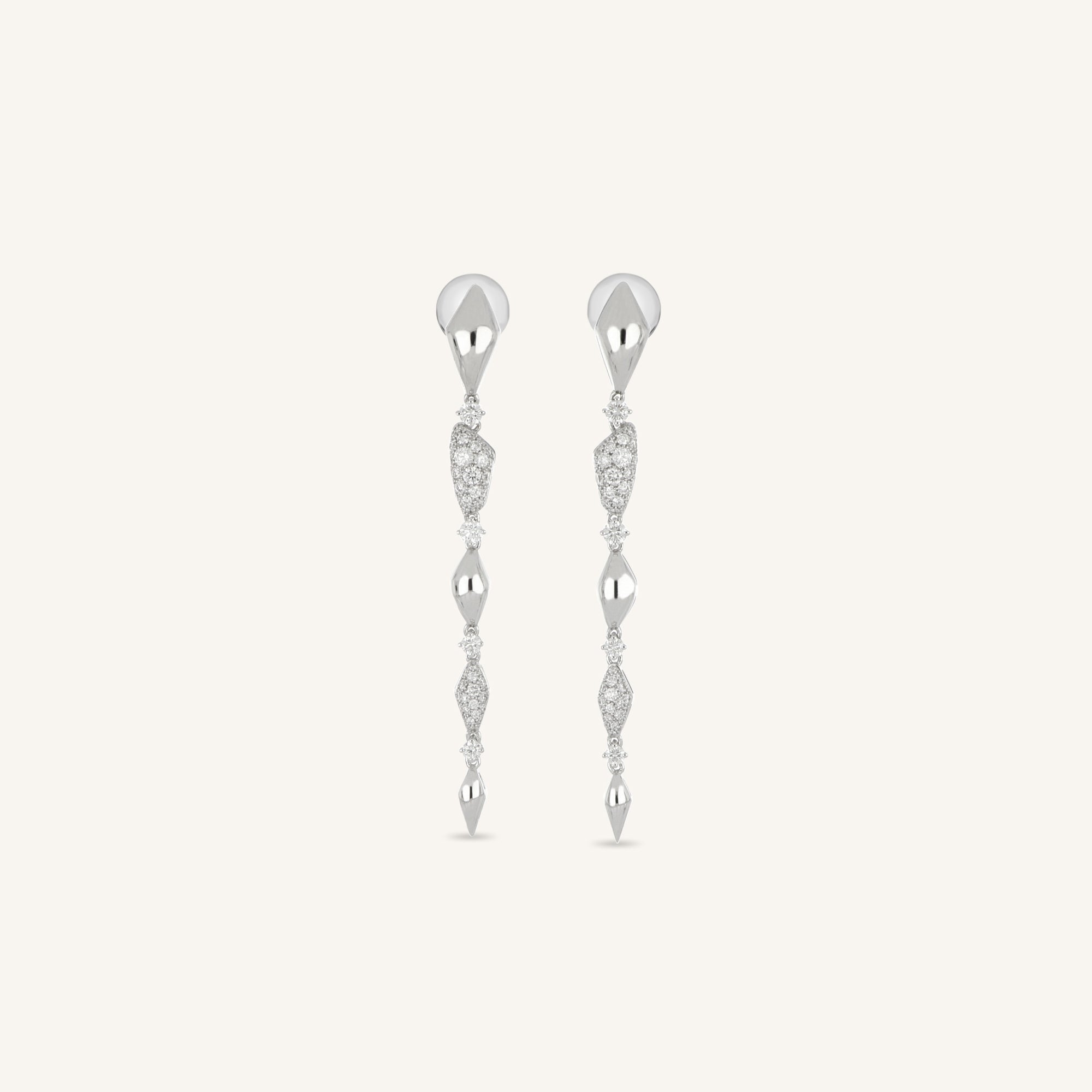 Decò long earrings with  white diamonds