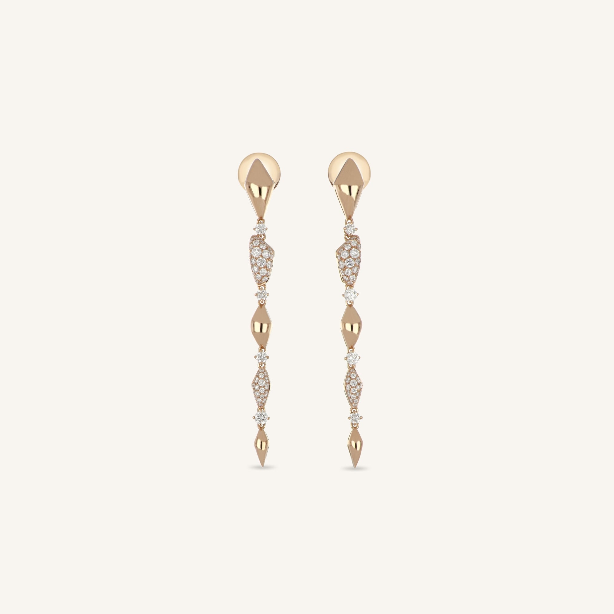 Decò long earrings with white diamonds