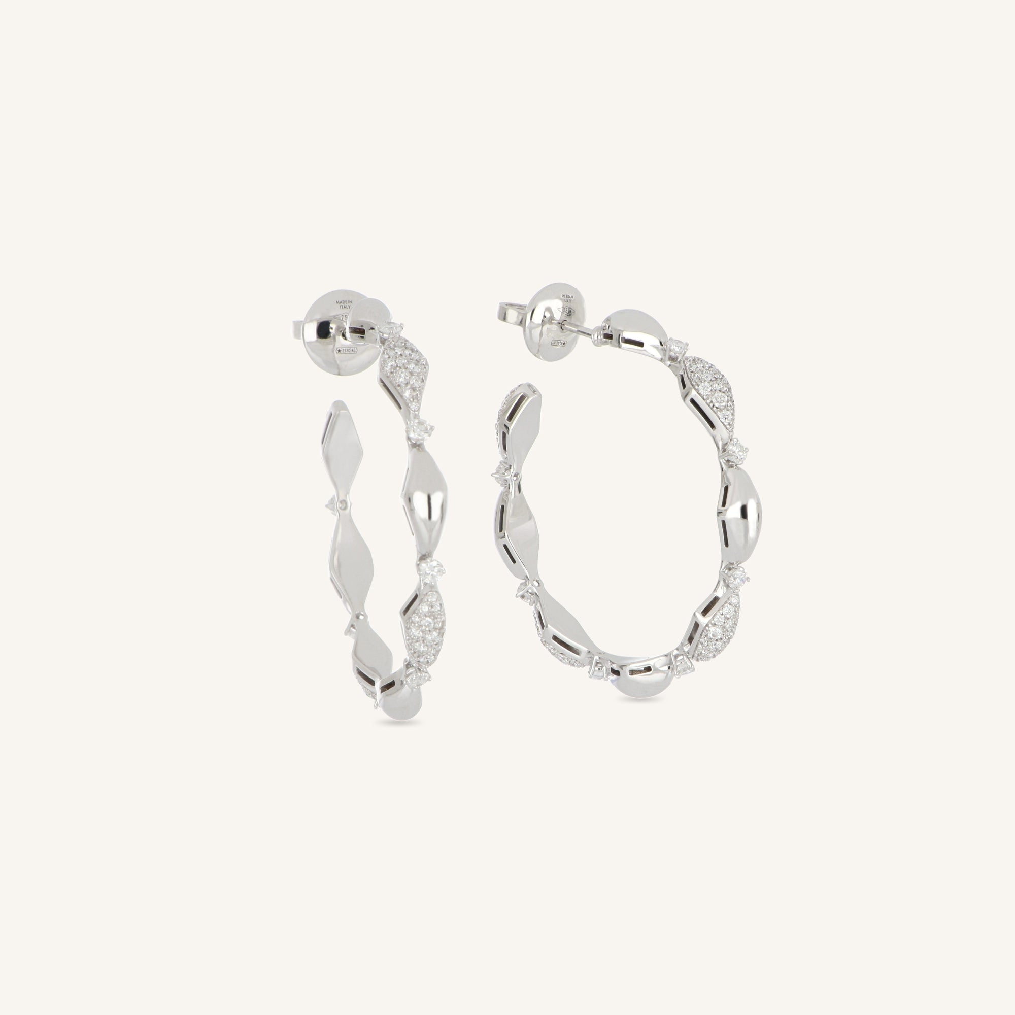 Decò 40mm hoop earrings with white diamonds