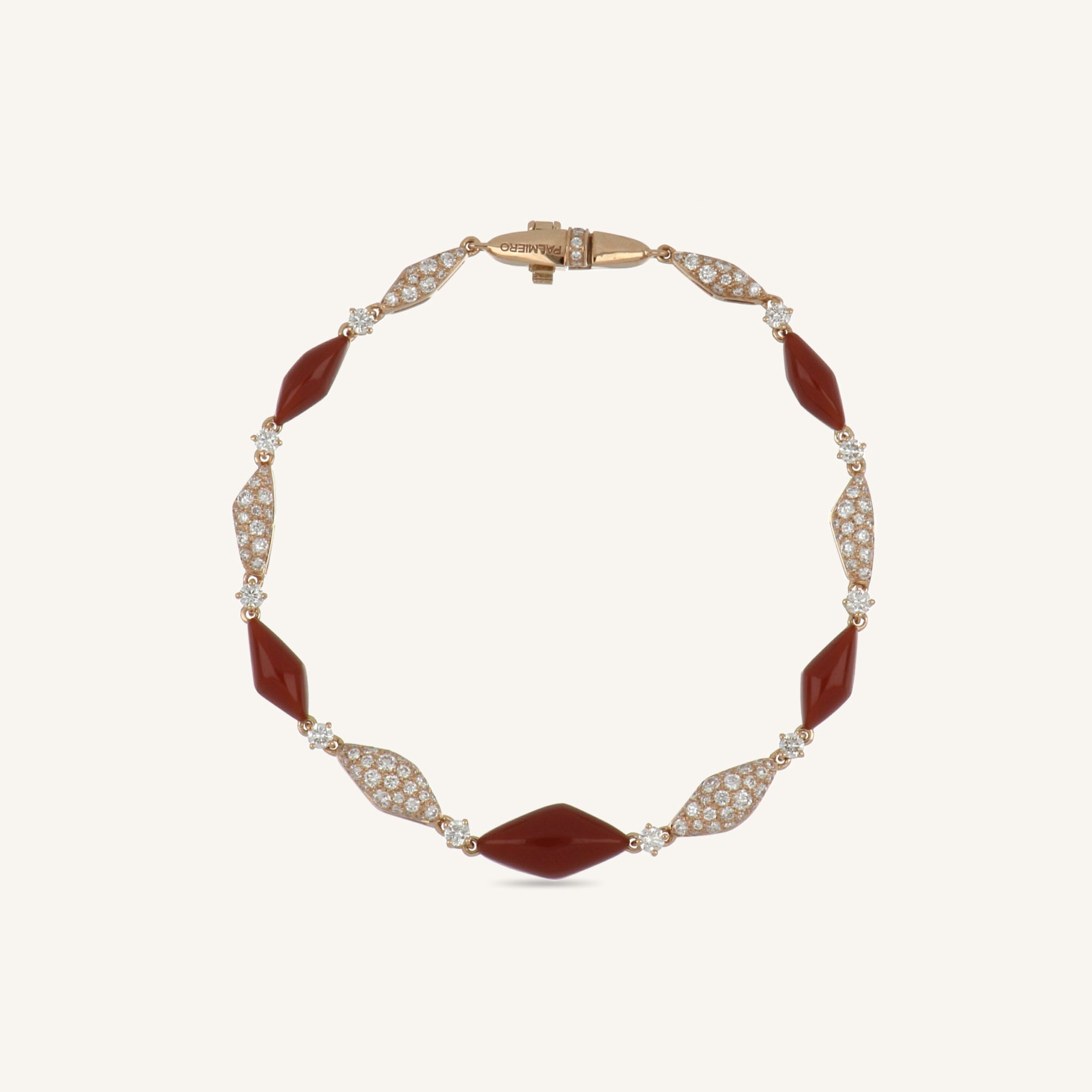 Decò bracelet with carnelian and white diamonds