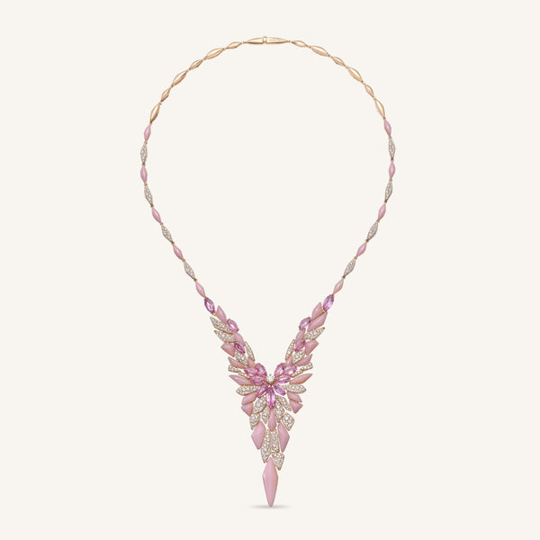 Decò necklace with pink opals, pink sapphires and white diamonds