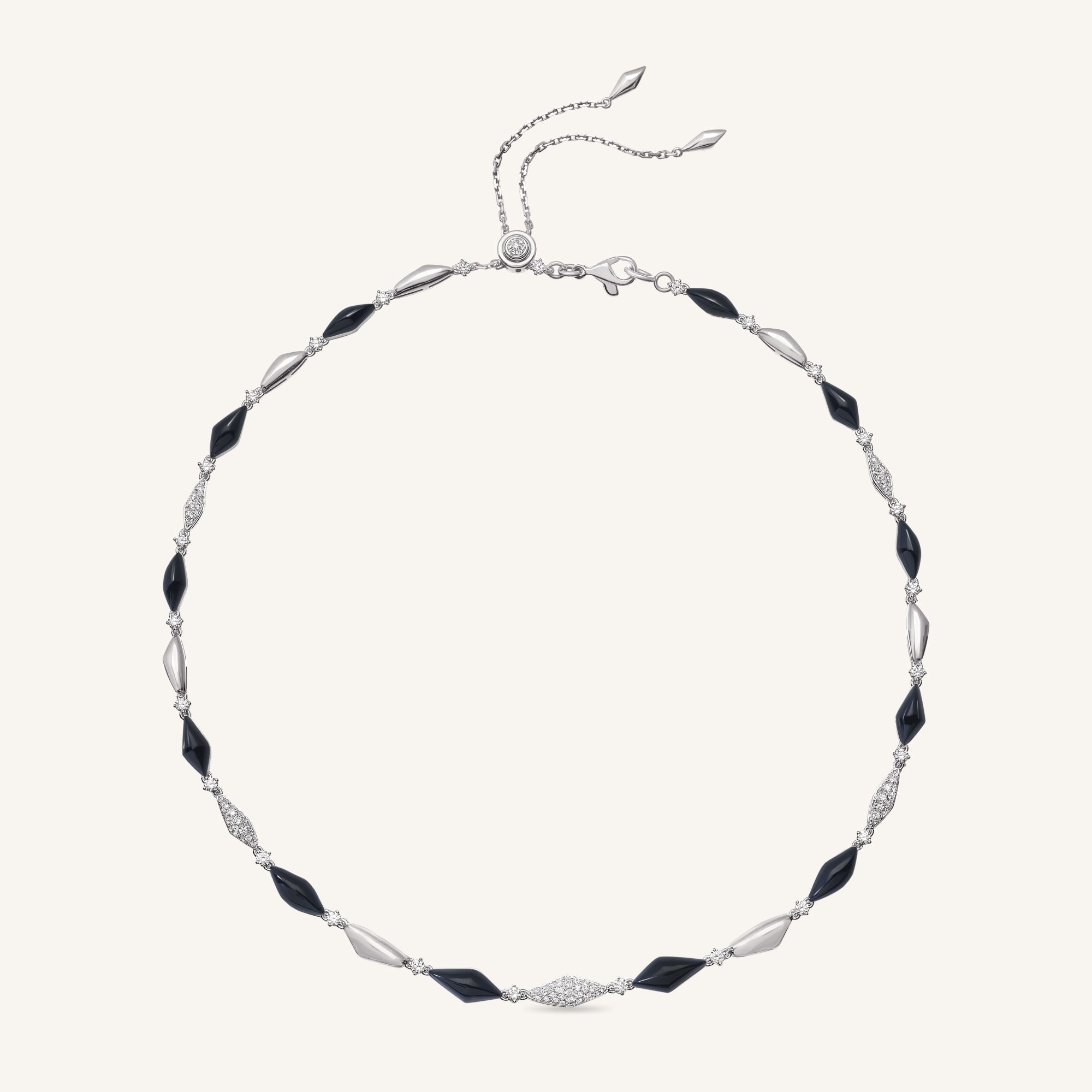 Decò necklace with onyx and white diamonds