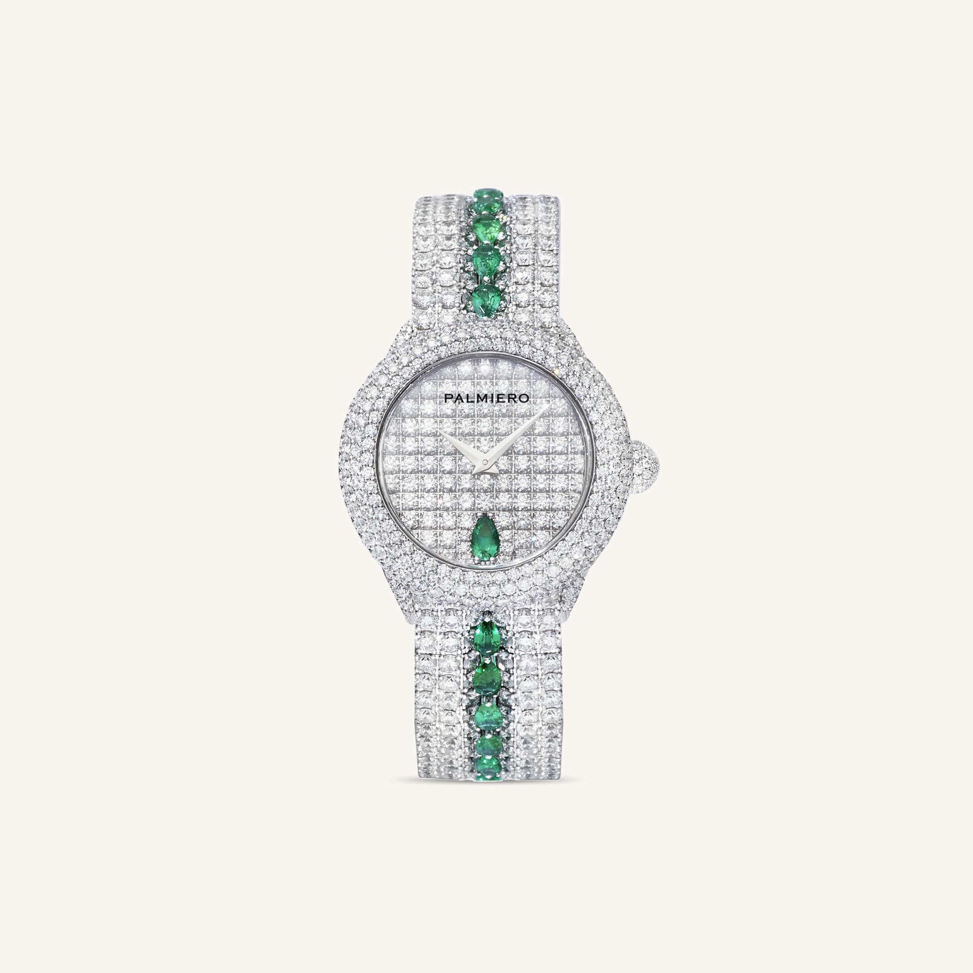 Divino watch with emeralds and white diamonds