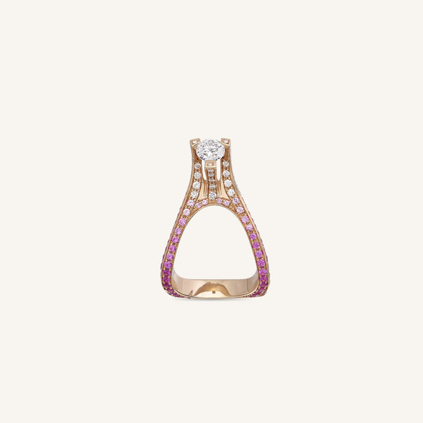 Lia ring with white diamonds and pink sapphires