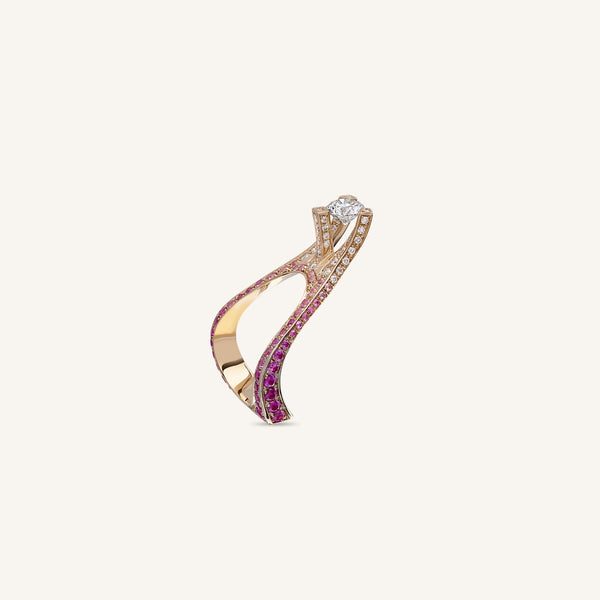 Lia ring with white diamonds and pink sapphires