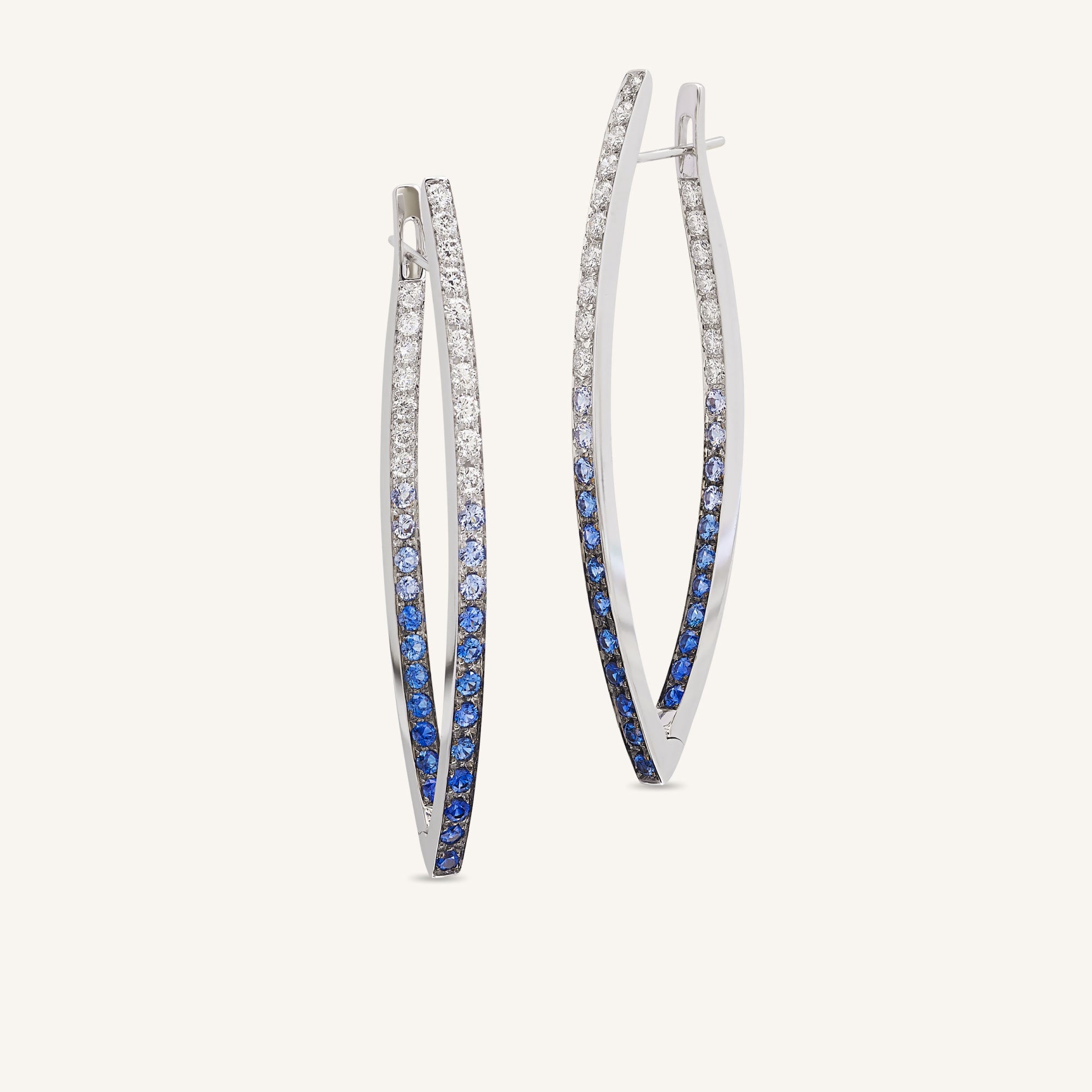 Lia earrings with white diamonds and blue sapphires