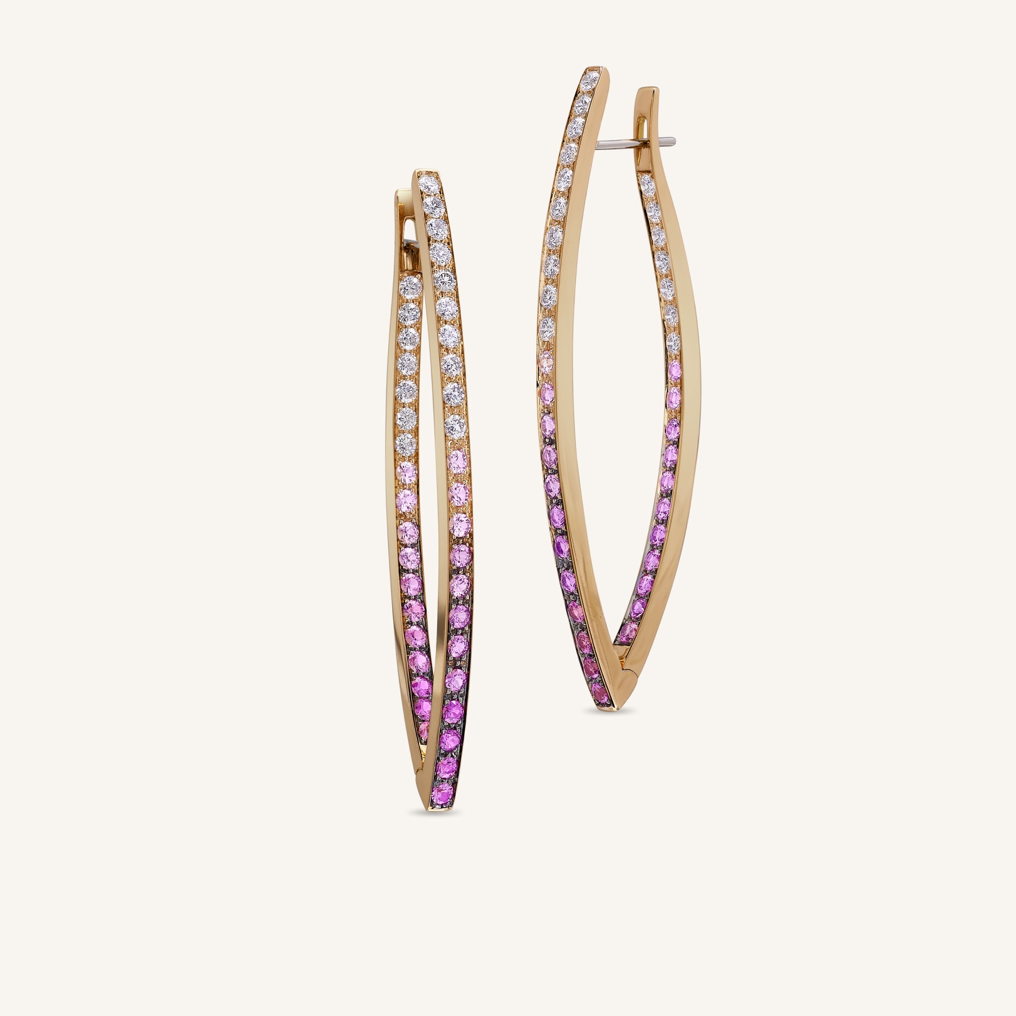 Lia earrings with white diamonds and pink sapphires