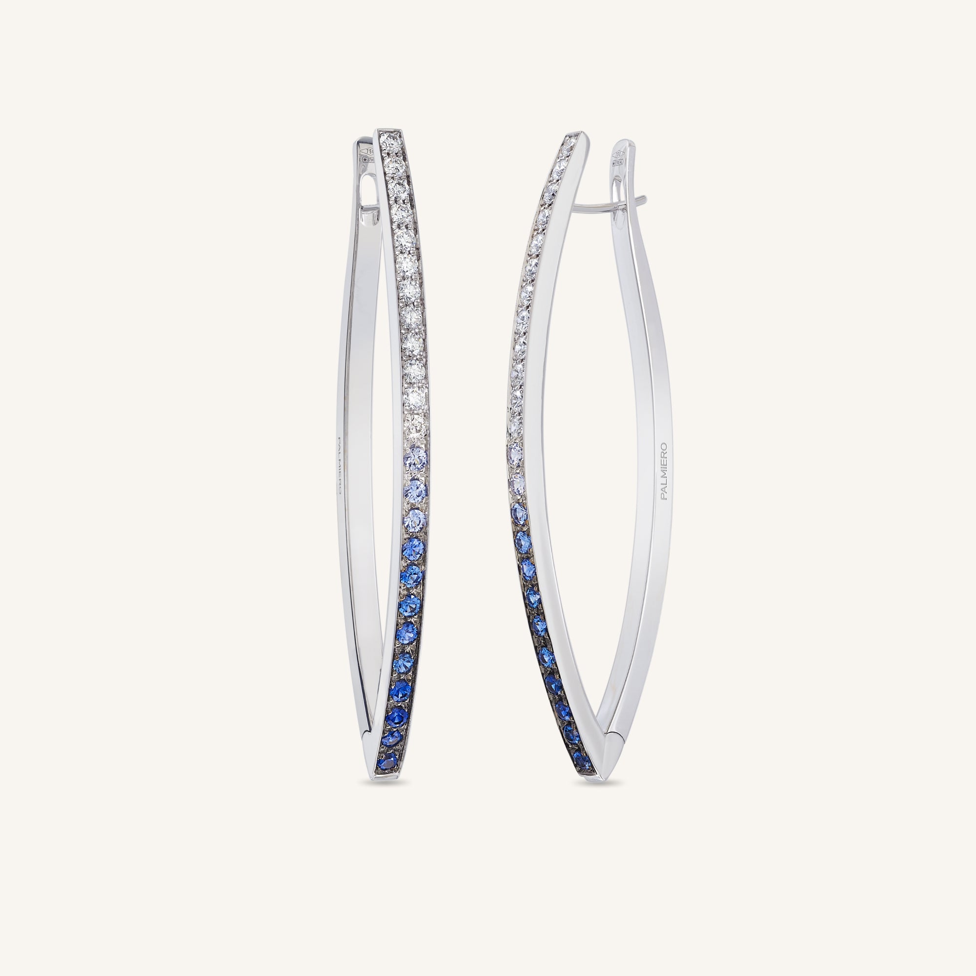 Lia earrings with white diamonds and blue sapphires