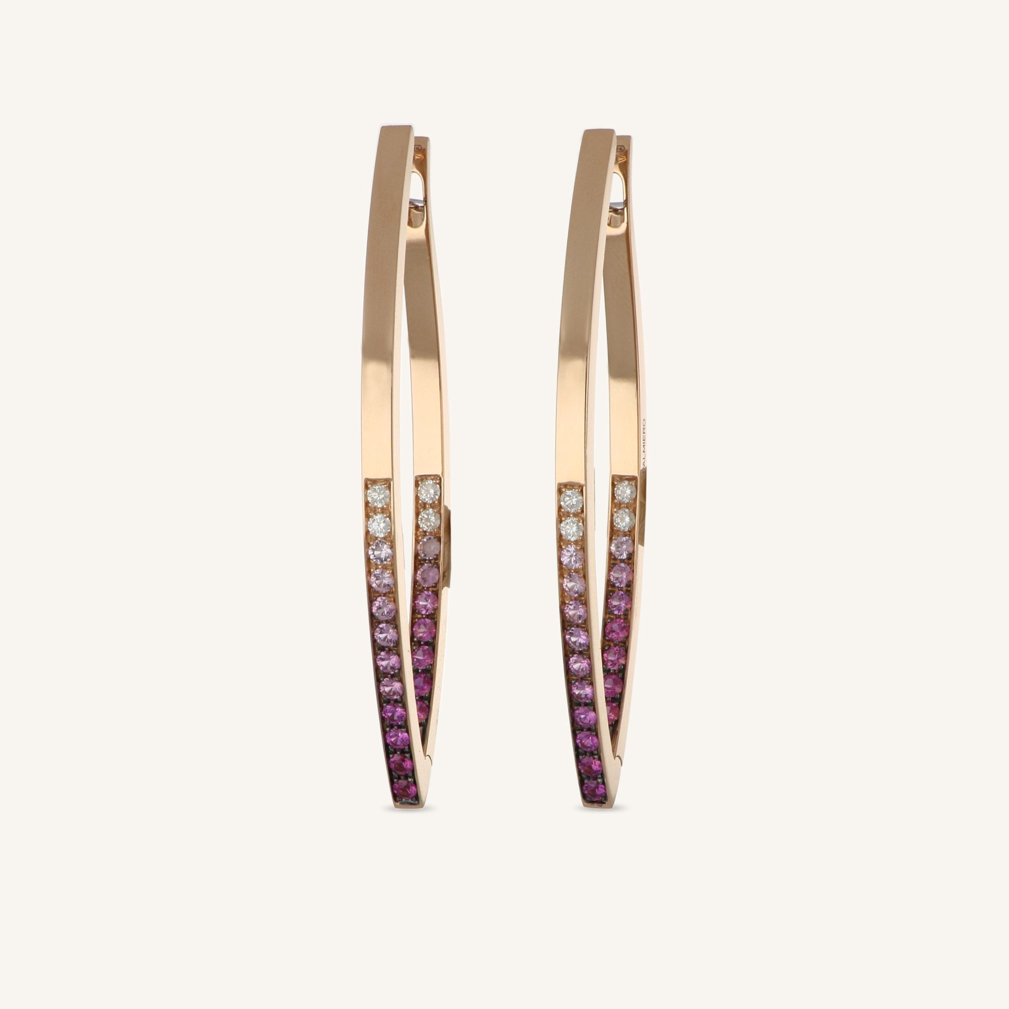 Lia earrings with white diamonds and pink sapphires