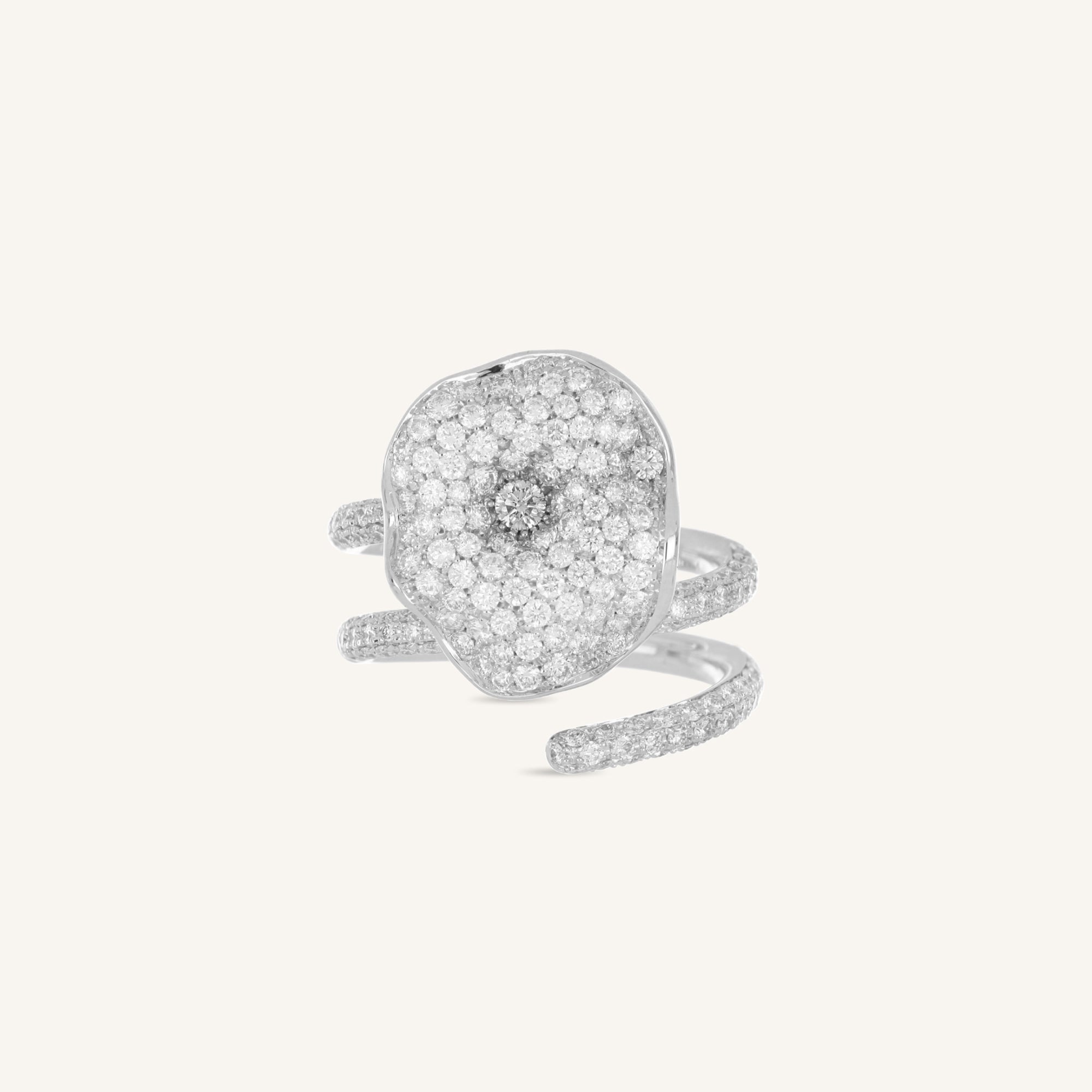 Moon Flowers ring with white diamonds