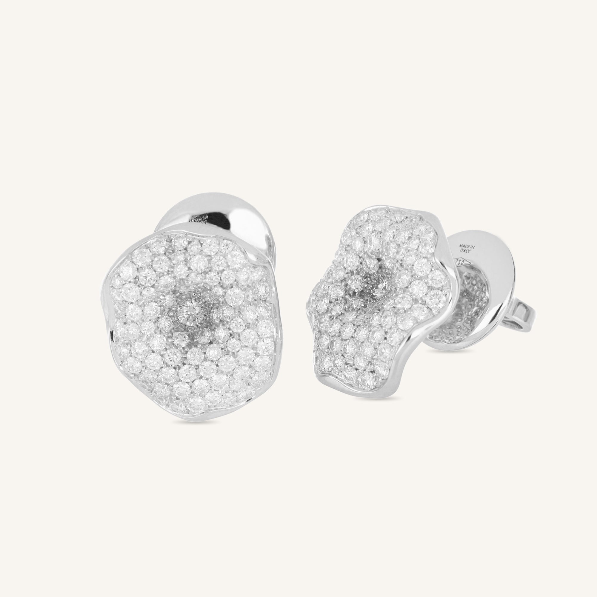 Moon Flowers earrings with white diamonds