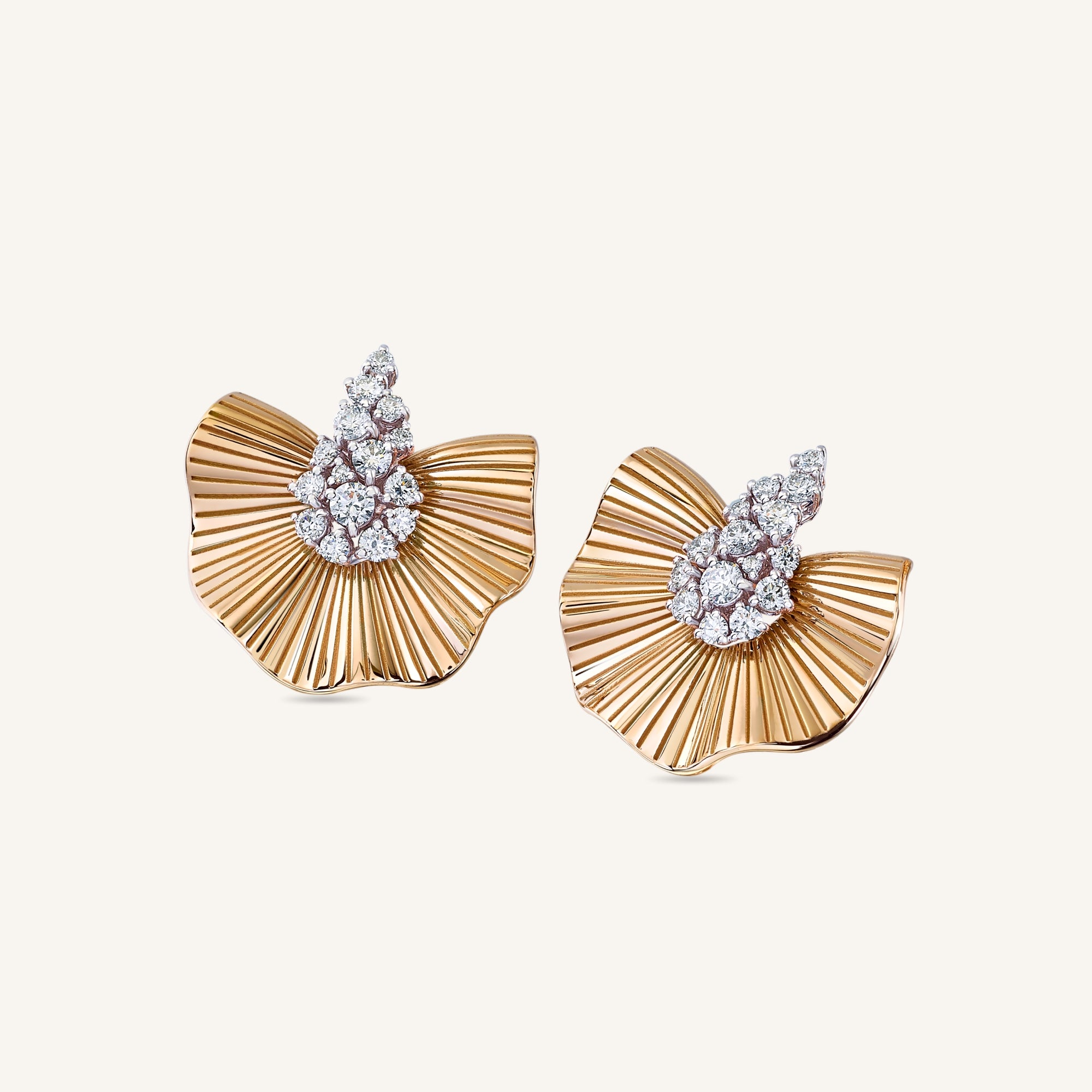 Rays of Sun earrings with white diamonds