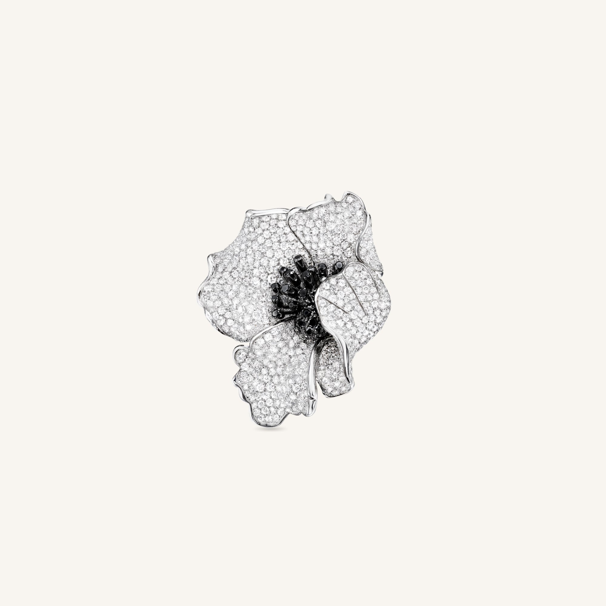 The Poppy Undressed ring with white, black diamonds