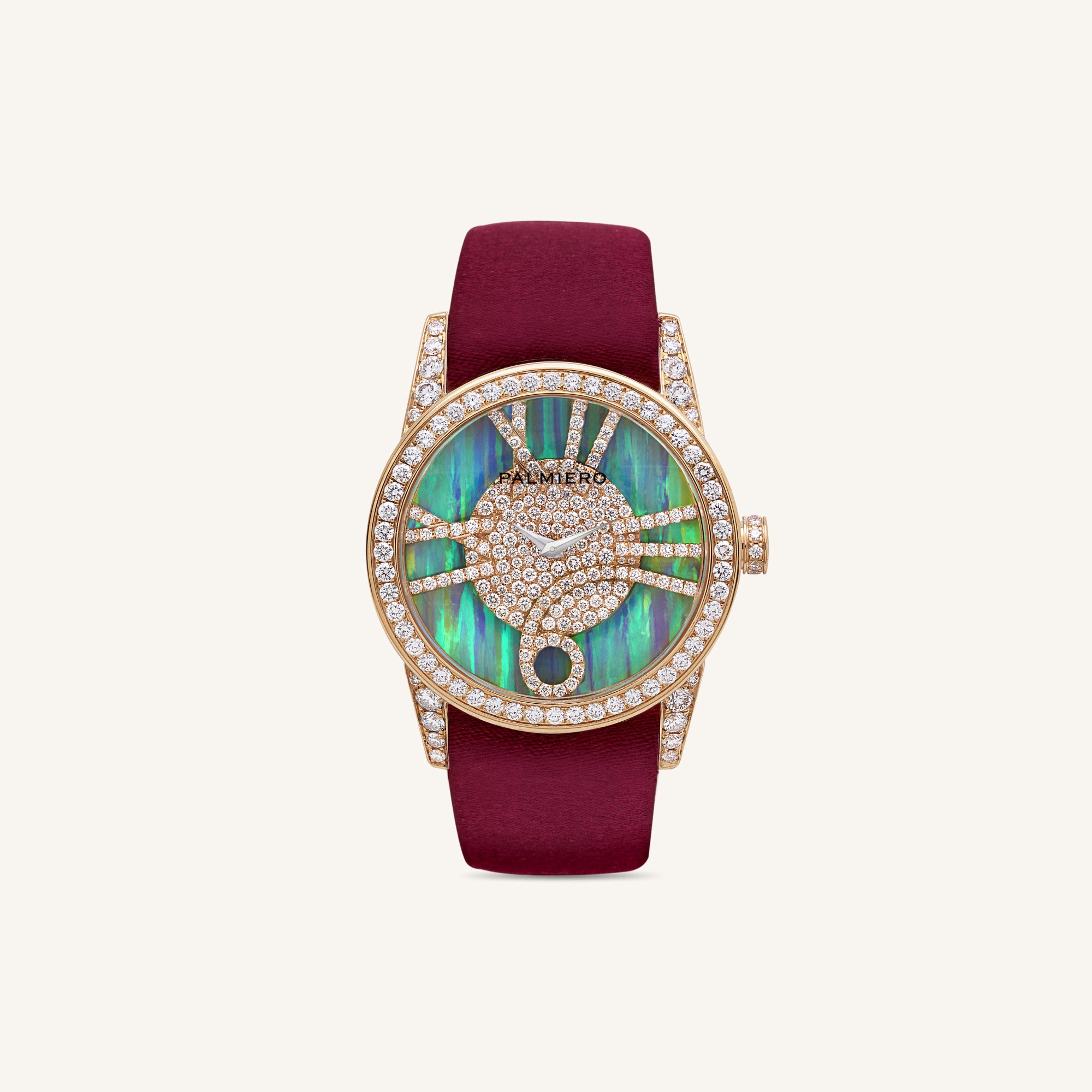 Utopia round watch with gilson opal and white diamonds