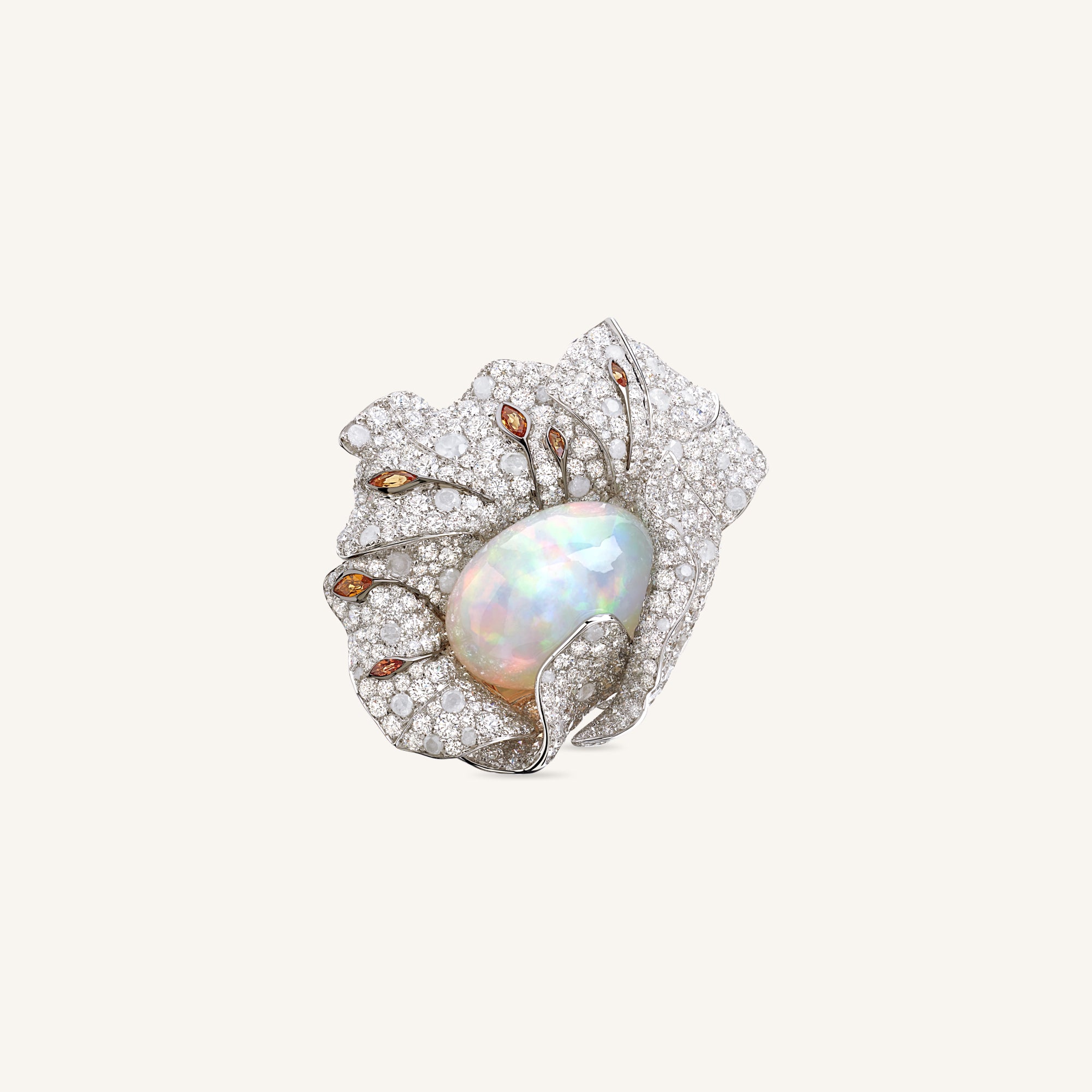 Whispers ring with opal, sapphires and white/ice diamonds