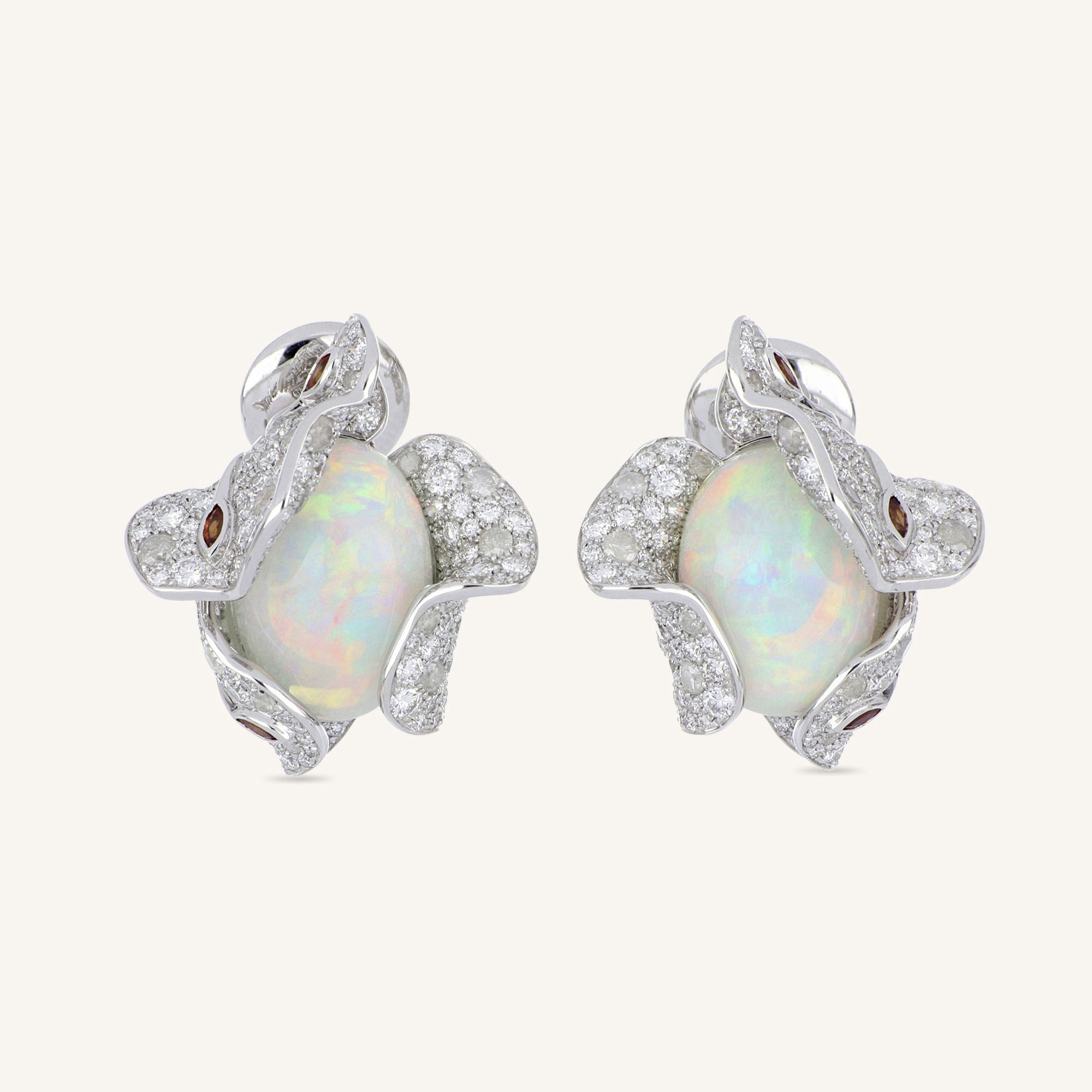 Whispers earrings with opals, sapphires and white/ice diamonds